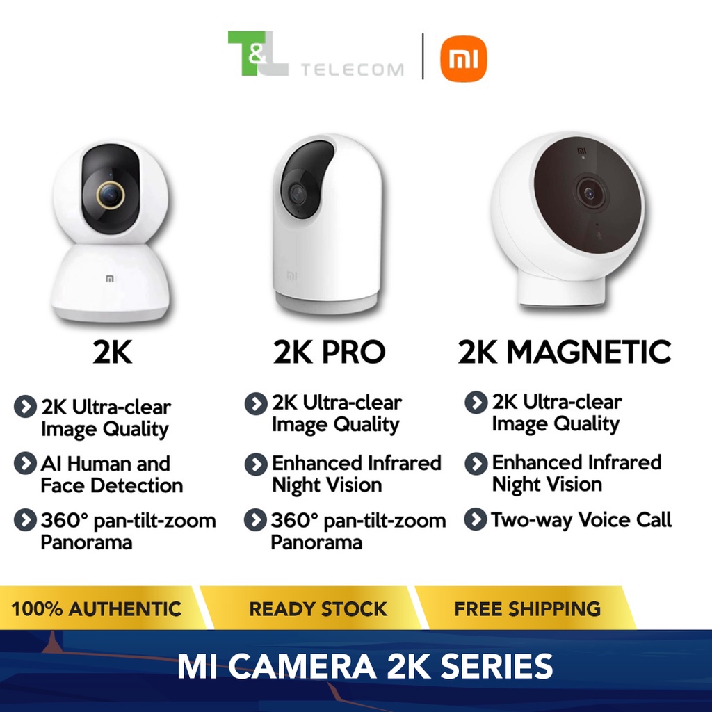 Mi Security Camera 2K / Mi Security Camera 2K Pro (Global Version) / Mi Security 2K Magnetic Mount | 360° Home View | 1296P Full HD| Facial Recognition | Motion Detection