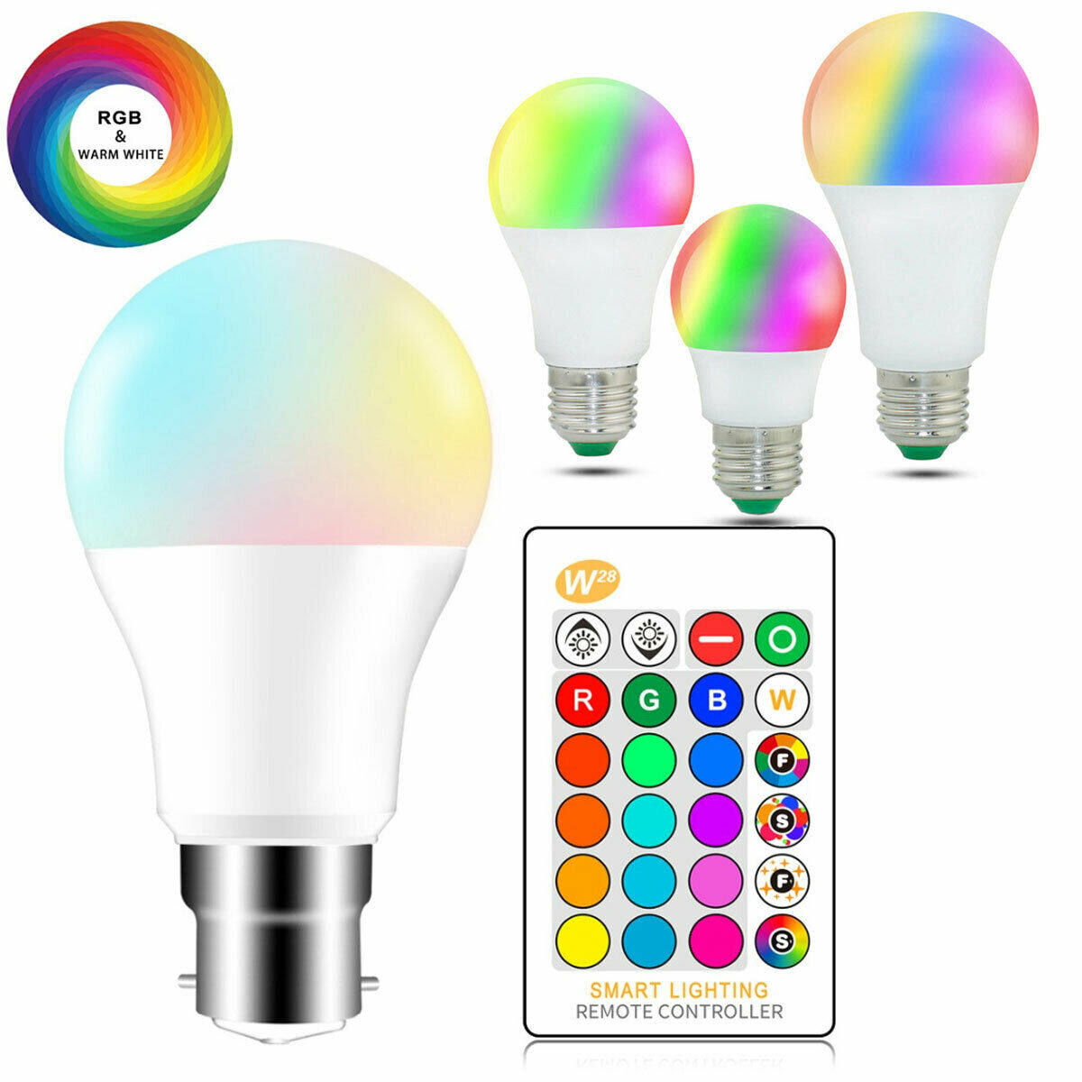 ERANPO E27 B22 LED Bulbs Dimmable Color Changing RGB Magic LED Bulb 5W 10W 15W RGB Led Lamp Spotlight With IR Remote Control