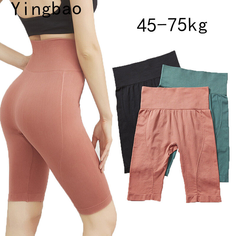 Yingbao Women Shorts Yoga Sport Fitness Running High Waist Body Shaping Safety Short Legging Pants 5-point Ladies Panties Girdle Seamless Underwear Underpants Big Plus Size