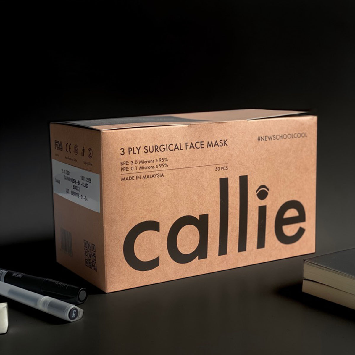 3 Ply Series Surgical Face Mask- Ultra Blackout [50 pcs]