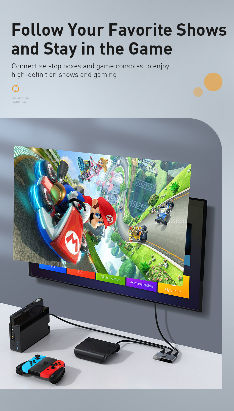 Baseus HDMI Switcher 4K 60Hz Bi-Direction HDMI Switch 1x2/2x1 HDR HDMI Audio Adapter for PS4 TV Box HDMI Switcher