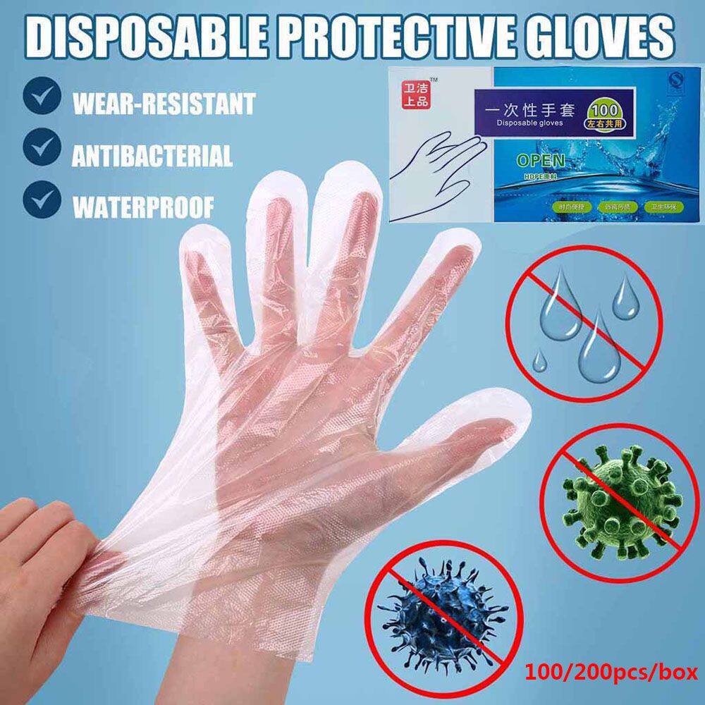 LILLAUO Household No-touching Anti-Static Anti-pollution Labor Supplies Clear Gloves Disposable Gloves Protective Gloves