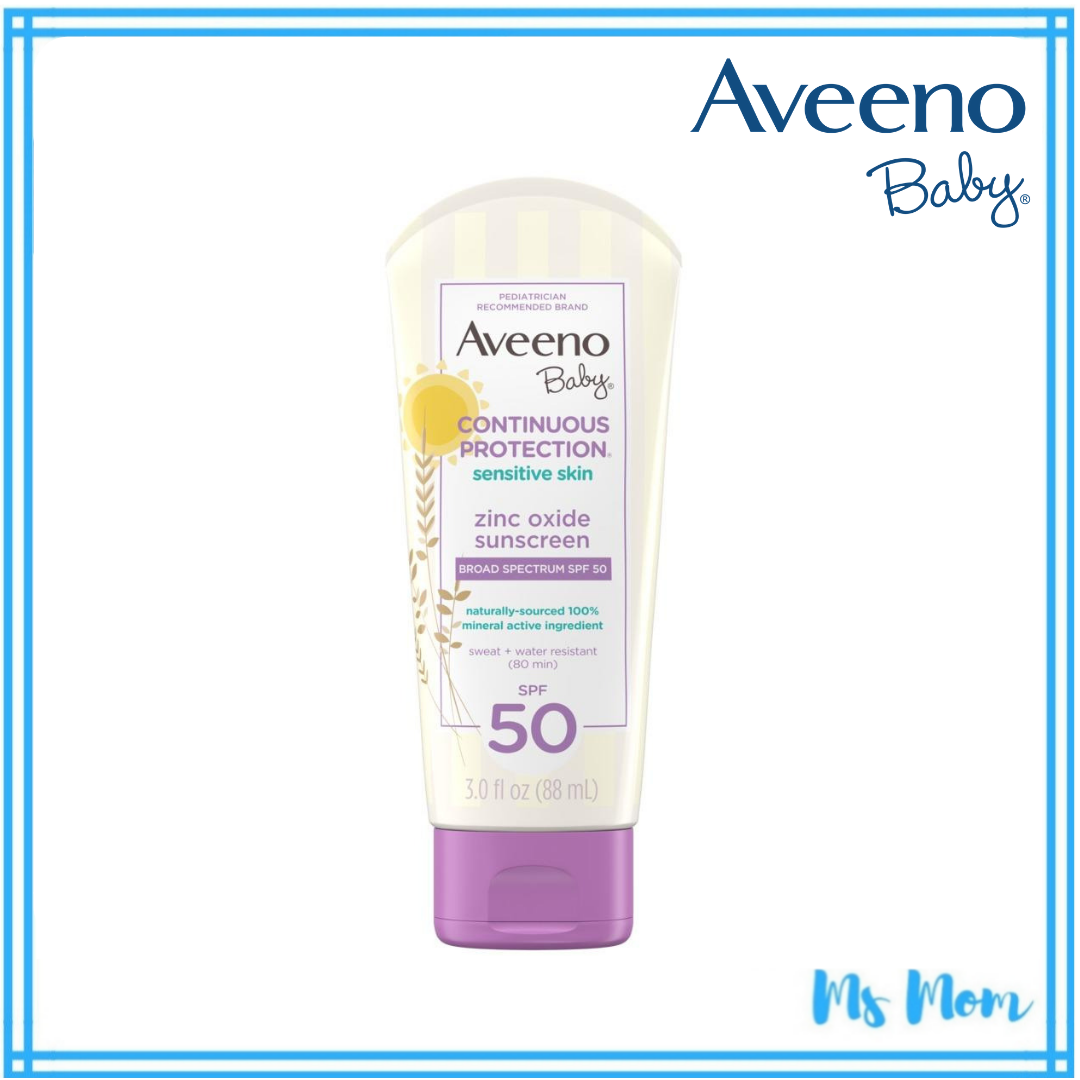 Aveeno Baby Continuous Protection Sunscreen Lotion, SPF 50, Sweat and Water Resistant, 88ml
