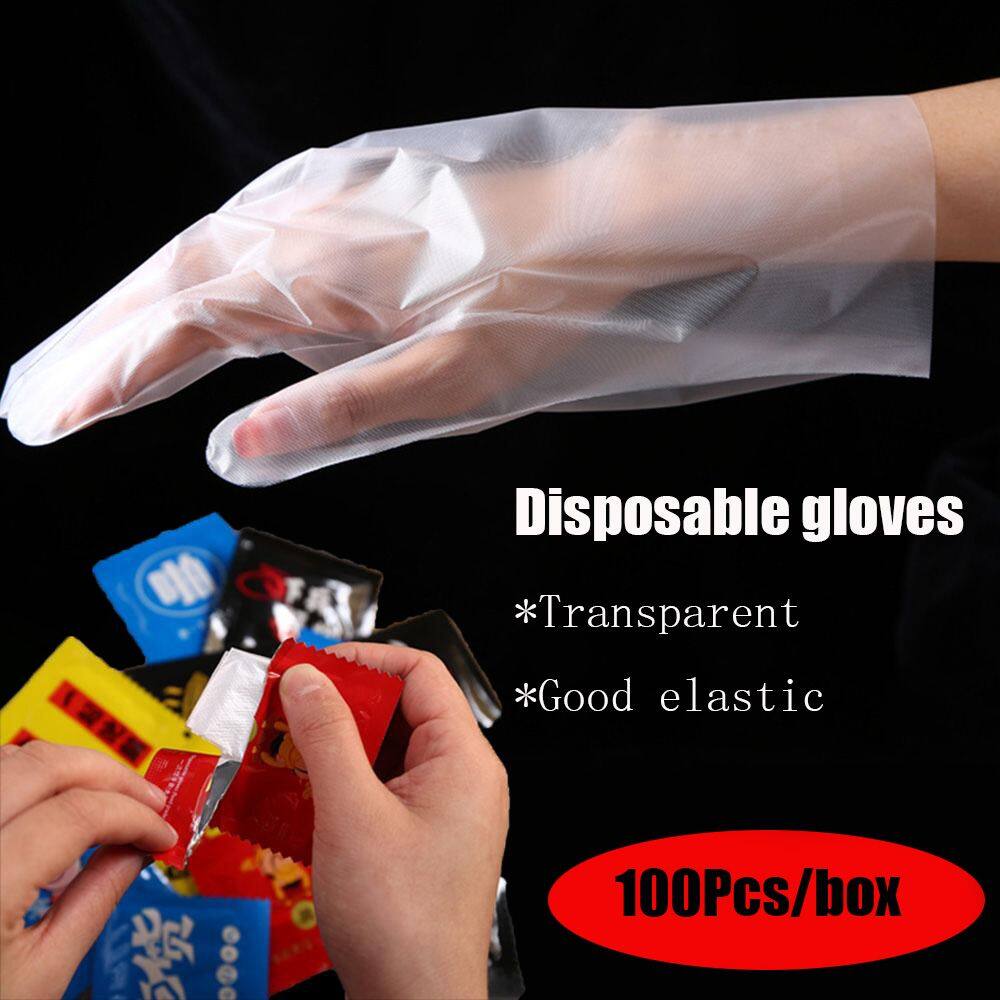 FANI 100Pcs/box Non-slip Restaurant Plastic Eco-friendly Transparent Kitchen Gloves Food Gloves Disposable Gloves